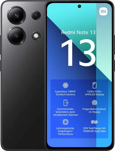 Xiaomi Redmi Note 13 4G - 256GB, 8GB Dual-SIM, 6,67 Zoll Display, leistungsstarkes Mittelklasse-Smartphone in graphite-black