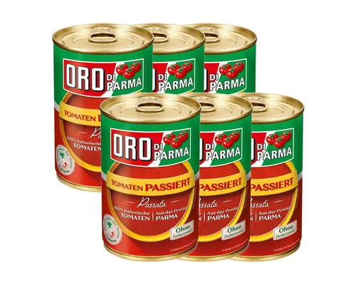ORO DI PARMA Gemüsekonserve, ORO di Parma passiert und geschälte Tomaten Dose 425g 6er Pack