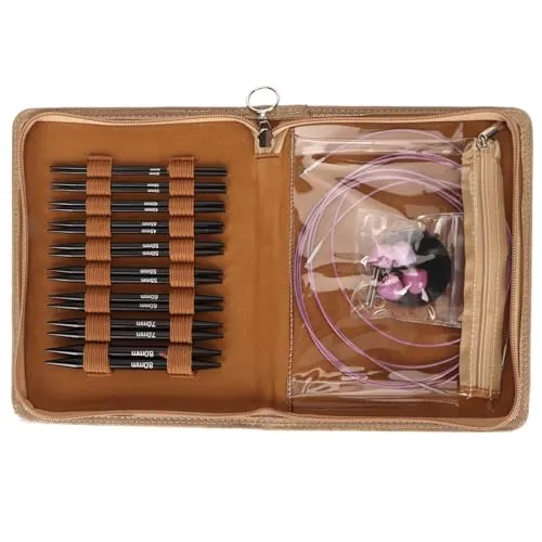 Rundstricknadel-Set, 3 Bis 8 Mm, Austauschbares Stricknadel-Set, Ergonomische Rundstricknadel, Praktische Deckenstricknadel mit Aufbewahrungstasche für Kleine Projekte
