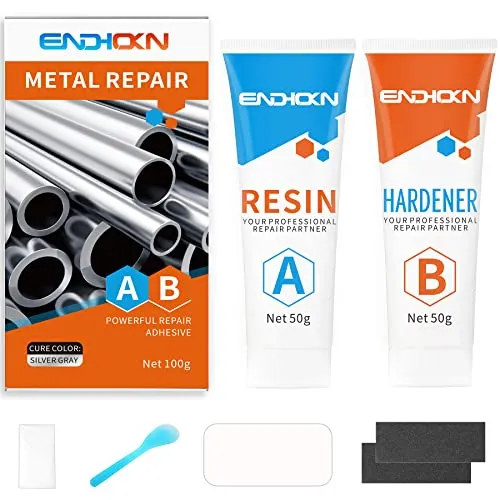 Endhokn Metall Kleber 100g, 2 Komponenten Kleber für Metall Metallguss Aus Stahl für Den Industriellen und Häuslichen Gebrauch Reparatur von Schäden. Reparatur Rohren, Öltanks, Teilen, Steinen Usw
