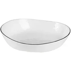 Broste Copenhagen Salt Schale White w/Black Rim 18 x 20cm - Moderne Schale aus robustem Porzellan mit elegantem Schwarz-Weiß-Design – ideal für Salate, Obst und Desserts. Spülmaschinen- und mikrowellengeeignet für mühelosen Alltagseinsatz.