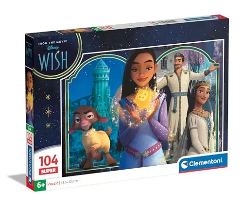 Clementoni Supercolor Disney Wish Kinder Puzzle 104 Teile - Disney Puzzle 37,9 x 26,9 cm für Kinder ab 6 Jahre - Geschicklichkeitsspiel von Clementoni 27148