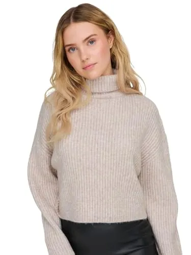 ONLY ONLMELANIE L/S Rollkragen Strickpullover - Strickpullover für Damen mit Rollkragen und tief angesetzten Schultern, ideal für stilvolle Outfits zu jeder Jahreszeit. Weiches Material sorgt für hohen Tragekomfort.