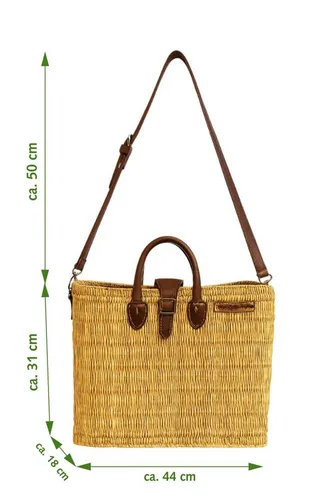 NATUREHOME Schultertasche - Schilfrohr beige L - Handtaschen aus geflochtenem Schilfrohr und Ziegenleder, ideal für stilbewusste Trägerinnen. Mit einem Hauptfach und eleganten Lederriemen für einen einzigartigen Look.