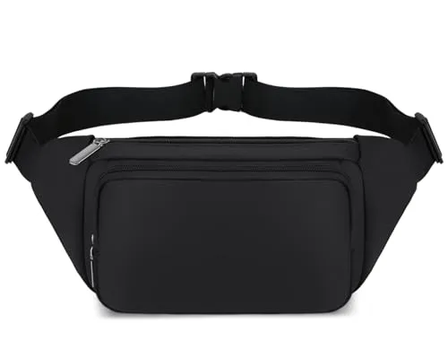 Bauchtasche Hüfttasche für Herren und Damen, Rucksack Brusttasche wasserdicht verstellbar für Radfahren Fitnessstudio Spaziergang Klettern Reisen Wandern Urlaub (Schwarz)