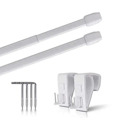 Vitragestangen 2er Pack ausziehbar, 2 Gardinenstangen mit Klemmträger