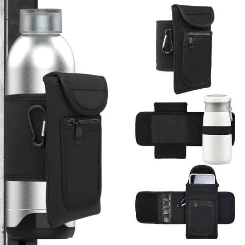 Byfoyif Magnetic Gym Bag Wasserflaschenhülle, passt für 20oz-40oz Trinkflaschen Magnetische Sporttasche mit Flaschenhalter, Handyfächern, Schlüsselkarabiner Wasserflaschentasche fürs Fitnessstudio