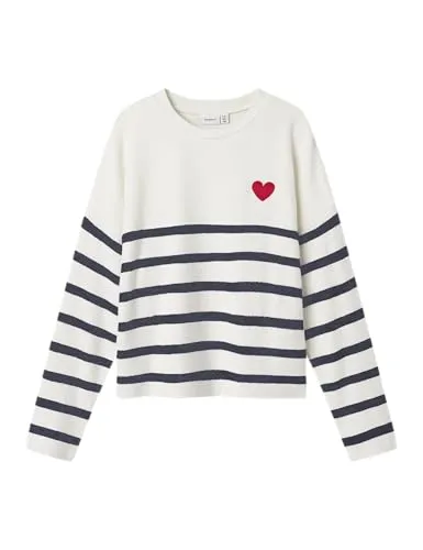 Name It Strickpullover NKFLINE LS KNIT PS NOOS blau 158/164 EU - Elastischer und pflegeleichter Feinstrickpullover für jeden Tag. Mit Rundhalsausschnitt und lässigem Streifen-Design, perfekt für den Casual-Look.
