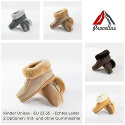 Provellus Baby Hausschuhe aus Merinoschaffell Leder weich warm S-L Hausschuh gelb 34