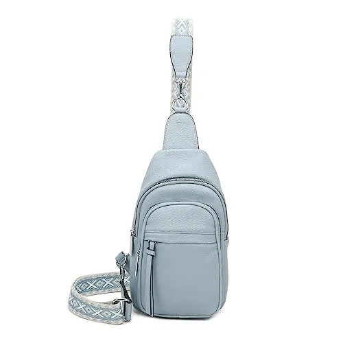 OBC Damen Bodybag Sling Tasche Rucksack Gürteltasche Crossbag Crossover Schultertasche Crossbody Brusttasche Umhängetasche Hellblau