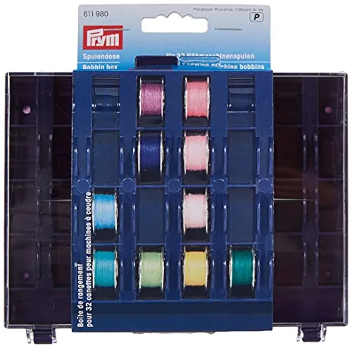 Prym Spulendose für 32 Nähmaschinenspulen leer, Violett, Transparent
