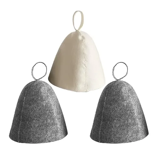 Graue Saunahüte Und 1 Weißer Saunahut, Filz-Saunahüte, Saunahüte Für Damen Und Herren, Saunazubehör, Saugfähige Filz-Duschhauben 2