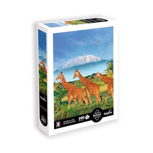Calypto 3907351 Giraffen, 500 Teile XL-Puzzle mit Soft-Touch, große Puzzleteile mit samtiger Oberfläche, für Erwachsene und Kinder ab 8 Jahren, Afrika, Kilimandjaro, Nachauflage