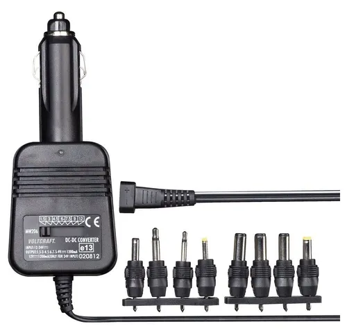 VOLTCRAFT DC/DC-Wandler 12 V/24 V - 1.5 V/3 V/4.5 V - Praktischer Spannungswandler für PKW und LKW. Wandelt Bordspannung in stabile Ausgangsspannungen für MP3-Player, Handhelds und Mobiltelefone. Anschluss über Zigarettenanzünder, ideal für unterwegs.