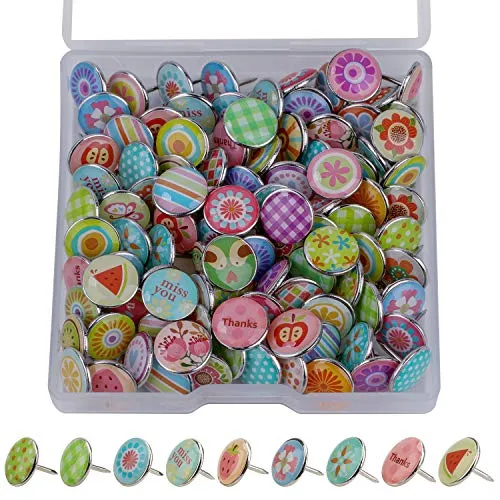 MWOOT 100 Stücke Dekorative Reißzwecke, Mode Stecknadeln Metall Push Pins für Weltkarte, Karte, Cork Board, Stoffmarkierung (Stil B)