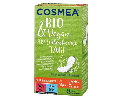 COSMEA Slip-Einlage 26 Stk - Vegan und umweltfreundlich, die COSMEA Slipeinlagen bieten zuverlässigen Schutz und Komfort für den täglichen Gebrauch.