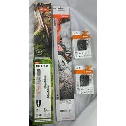 STIHL Cut Kit 10 für Motorsägen, 2x Sägekette & 1x 40cm Schiene - Zubehör für Gartengeräte – Optimales Set zur schnellen Wiederherstellung der Schnittleistung Ihrer STIHL MS 261, 271 & 291, inklusive leichter Führungsschiene und Hochleistungs-Sägeketten für präzise Schnitte.