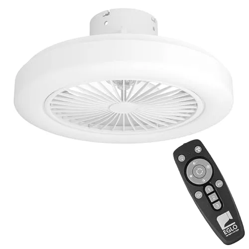 EGLO Deckenventilator Ortona mit Beleuchtung - Moderner Deckenventilator mit dimmbarer LED-Beleuchtung und Fernbedienung. Ideal für Schlafzimmer und Wohnzimmer, bietet er 3 Geschwindigkeiten und eine integrierte Zeitschaltuhr.