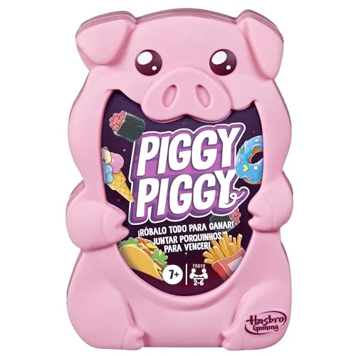 Hasbro Gaming Piggy Piggy, Kartenspiel, 2 bis 6 Spieler, Outdoor-Pläne, Familie und Freunde, Geschenk für Jungen und Mädchen ab 7 Jahren, Schweine und Ziegen