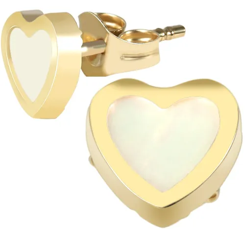 Ohrringe Ohrstecker Herz Ohrring 333er Gold Perlmutt Gelbgold Liebe Paar 55/142