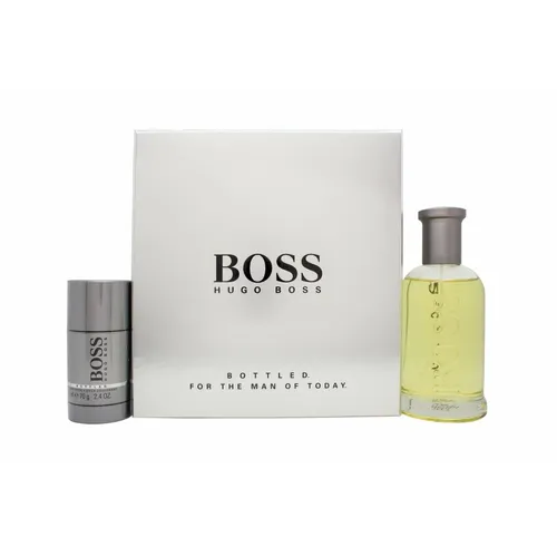 Hugo Boss Bottled Geschenkset 200ml EDT + 75ml Deodorant Stick - Hugo Boss Bottled Geschenkset mit 200ml Eau de Toilette und 75ml Deodorant Stick. Ideal für den stilbewussten Mann, der Wert auf einen eleganten, würzigen Duft legt. Perfekt als Geschenk!