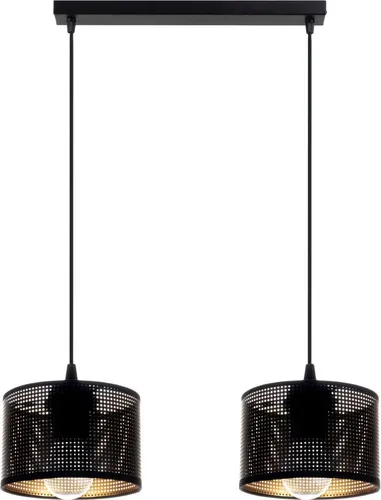 Industrielle Hängelampe Schwarz Gold 45 cm E27 2-flammig - Deckenlampe für Esszimmer und Küche, stilvolles industrielles Design mit zwei Lichtquellen für optimale Raumausleuchtung.