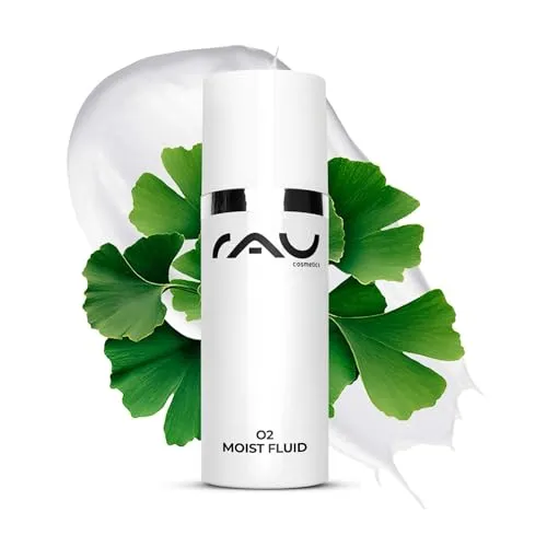 RAU Cosmetics Gesichtsfluid O2 Moist Fluid - Gesichtsfluid für trockene & schlecht durchblutete Haut, mit Ginkgo Extrakt für bessere Durchblutung und rosigen Teint. Ideal zur Minderung von Pickelmalen.
