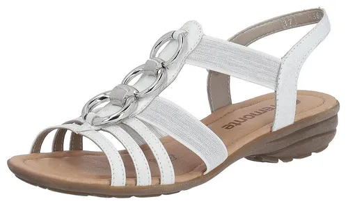 Remonte Damen Sandalen S24-0022536 in Weiß mit Glitzerakzenten - Wanderschuhe mit glamourösen Schnallen, ideal für sommerliche Outfits und optimalen Komfort an warmen Tagen.