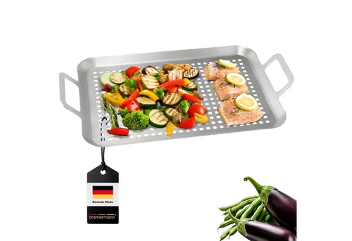 bremermann Grillplatte 43 x 25 x 5 cm Edelstahl Grillkorb Grillpfanne