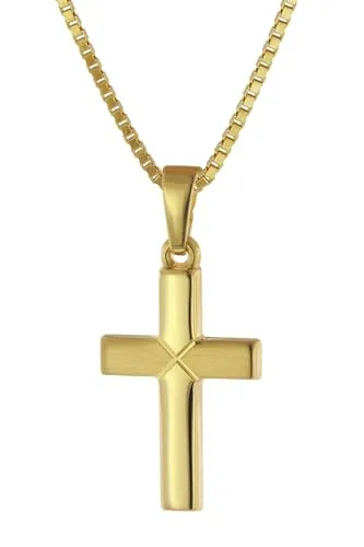 trendor Kreuz-Anhänger für Kinder Gold 333 mit goldplattierter Halskette 75680-42 - Ketten für Mädchen. Hochwertiger Kreuz-Anhänger aus 333 Gold mit goldplattierter Kette, ideal als zeitloses Geschenk zur Taufe oder Kommunion.