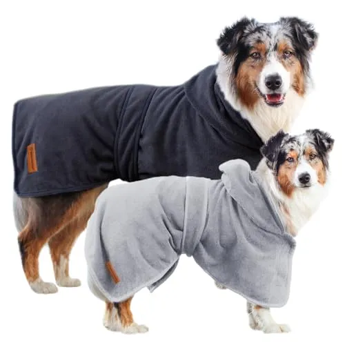 Wahre Tierliebe Hundebademantel waschbar - Trockenes Fell in nur wenigen Minuten - Hundehandtuch als kuscheliger Kälteschutz. Für Große, mittelgroße und kleine Hunde, Bademantel Hund., XS