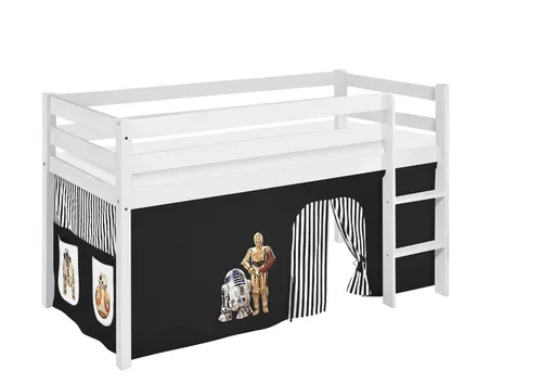 Lilokids Kinderbett Spielbett JELLE mit Disney Eiskönigin Vorhang - Hochbett in Weiß - Das halbhohe Lilokids Spielbett JELLE begeistert Kinder und Eltern. Mit einem Eiskönigin-Vorhang und sicherer Leiter ist es ideal zum Spielen und Träumen. Robuste Verarbeitung sorgt für Sicherheit im Kinderzimmer.