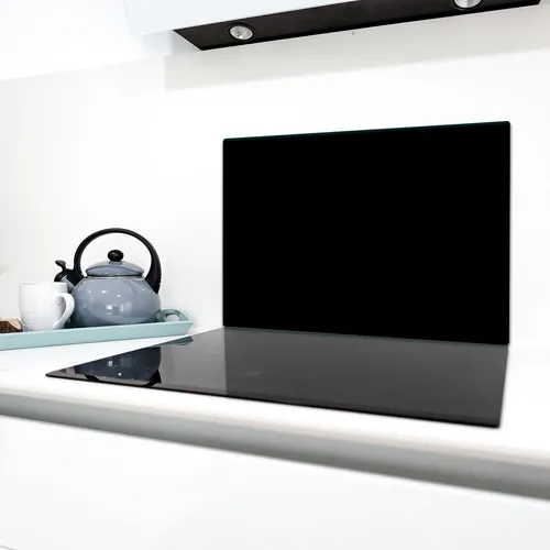 Herdabdeckplatten Ceranfeldabdeckung Spritzschutz Glas 80x52cm Schwarz
