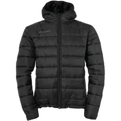 Uhlsport Fußball Essential Puffer Kapuzenjacke Kinder - Funktionsjacke für Kinder mit Kapuze, reflektierendem Aufdruck und praktischen Reißverschlusstaschen – ideal für kalte Tage und sportliche Aktivitäten.