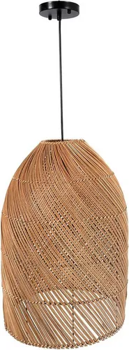 VIVANNO Hängeleuchte Rattan ESSENCE Rund - Beige Geflochten, ohne Leuchtmittel, 25x55 cm