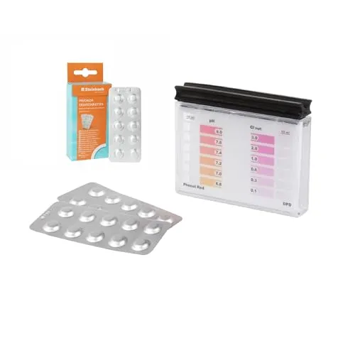 STEINBACH | Testkit für pH-Wert und freies Chlor | Pooltest Starter-Kit inkl. je 40 Tabletten Chlor DPD1 und pH-Wert Phenol Red | Genaue, schnelle und einfache Messung