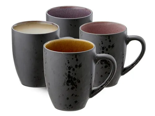 BITZ Kaffee-Becher Set, 4 Tassen aus Steinzeug - Stilvolles 4-teiliges Kaffeetassen-Set aus hochwertigem Steinzeug mit einzigartiger Reaktivglasur, ideal für einen modernen Tischstil. Fassungsvermögen: 30 cl.