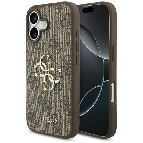 Guess 4G Big Logo iPhone 17 Handyhülle - Braun - Stylische Handyhülle aus der 4G Big Metal Logo Kollektion, schützt dein iPhone 17 vor Kratzern und Stößen mit elegantem Saffiano-Look und hochwertigem Design.