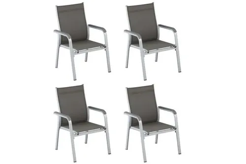 KETTLER Gartenstuhl BasicPlus 4er Set - Elegantes 4er Set Stapelsessel von KETTLER in Silber/Anthrazit. Hochwertige Materialien sorgen für Stabilität und Wetterfestigkeit. Ideal für Garten, Balkon oder Terrasse – genießen Sie höchsten Sitzkomfort im Freien.