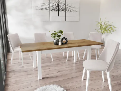 WFL Group Esstisch aus Eiche, 90x75x160 cm - Ausziehbar und Modern - Esstisch im modernen Design, ausziehbar von 160 cm auf 240 cm, ideal für Dinnerpartys. Robuste Buchenholzbeine und langlebige, kratzfeste Oberfläche für täglichen Gebrauch. Hergestellt in der EU aus nachhaltigen Materialien.