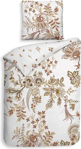 Heckett & Lane Satin Bettwäsche Ceyda White Paisley 135x200 - Hochwertige 2-teilige Bettwäsche aus Mako-Satin in elegantem Weiß mit stilvollem Blattmuster. Der Reißverschluss sorgt für einfachen Bezugwechsel und ein angenehmes Schlafgefühl.