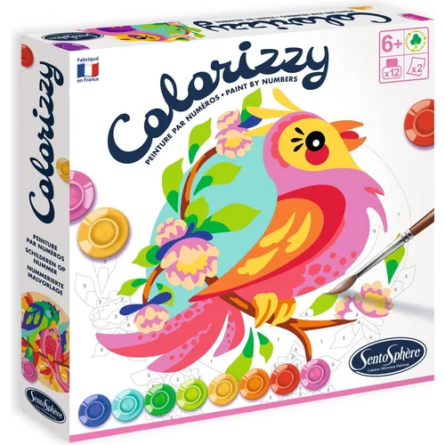 Sentosphere 3904505 Colorizzy, Malen nach Zahlen, Malset für Kinder, Vögel, Bastelset, Kreativ-Set, DIY