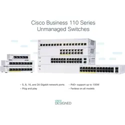 Cisco CBS110 Unmanaged L2 Gigabit Switch (24 Ports) - Netzwerk Switch mit 24 Ports, ideal für einfache Netzwerklösungen ohne Konfiguration und sorgt für hohe Datenübertragungsraten.
