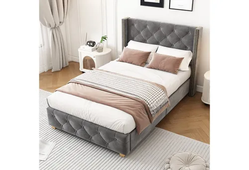 Stilvora Polsterbett Grau, 90x200 cm – Kompakt und Elegant für Ihr Schlafzimmer - Ideal für kleine Räume, bietet dieses Polsterbett eine komfortable Schlaflösung mit gepolstertem Kopfteil für entspanntes Lesen. Inklusive stabilen Lattenrost, perfekt für den täglichen Einsatz.
