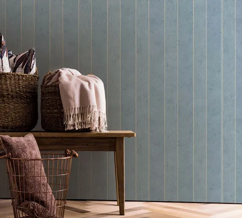 Tapete Blau Gold Streifen für Schlaf & Wohnzimmer 10,05 x 0,53m MADE IN GERMANY