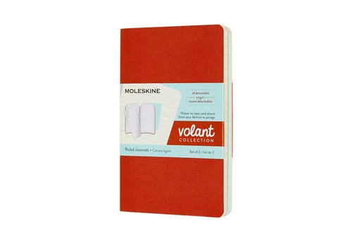 MOLESKINE Notizbuch, Volant - 2er Set - Weicher Einband- Pocket(9x14)- Liniert - Rot - Blau