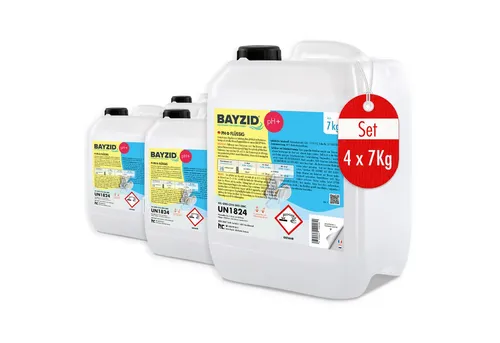 BAYZID® pH Plus flüssig 7 kg - Effektive Poolpflege - Flüssiger pH-Heber für Pools, hochwirksam und lagerstabil. Er hebt den pH-Wert schnell an und ist kompatibel mit allen Höfer Chemie® Wasserpflegemitteln. Perfekt für kristallklares Wasser!