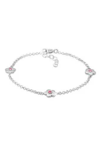 Elli Armband Kinder Blumen Kristalle 925 Silber - Silberarmbänder für Kinder, mit filigranen Blumen und strahlenden Kristallen – das perfekte Geschenk für kleine Sommerliebhaber!