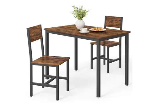 VASAGLE Essgruppe: Quadratischer Esstisch + zwei Stühle von VASAGLE