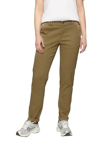 QS Chino aus Baumwollstretch olivgrün 38/32 - Damen-Hosen mit Mid Rise Bund, Slim Leg und elastischem Baumwollmix für optimalen Tragekomfort und Bewegungsfreiheit.